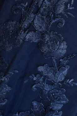 Navy Lace Dip Hem Strappy Midi Dress -Dazzle Dresses 00100036185 ZS