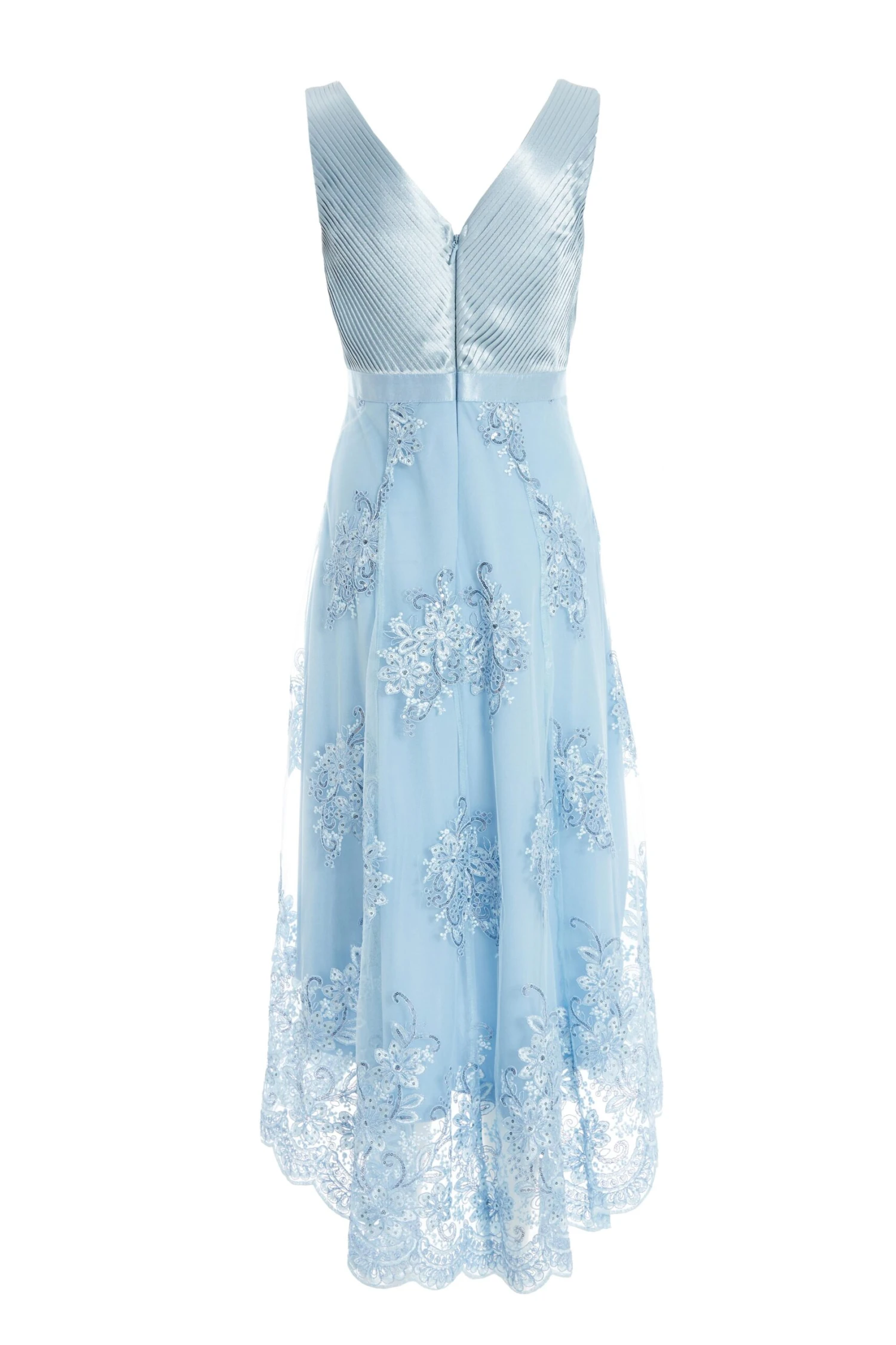 Blue Embroidered Dip Hem Dress 5 Blue Embroidered Dip Hem Dress - Image 5