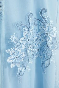 Blue Embroidered Dip Hem Dress 11 Blue Embroidered Dip Hem Dress -Dazzle Dresses 00100036187 ZS