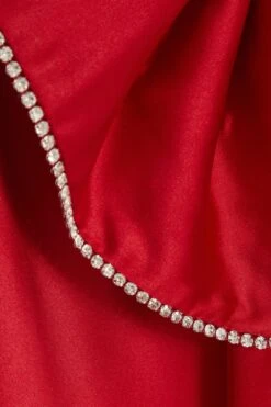 Red Satin Bow Midaxi Dress -Dazzle Dresses 00100036243 ZS