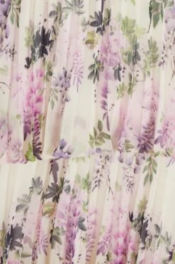 White Chiffon Floral Bardot Midi Dress -Dazzle Dresses 00100036289 ZS