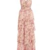 Cream Chiffon Floral Tiered Maxi Dress