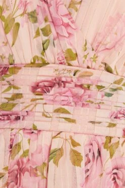 Cream Chiffon Floral Tiered Maxi Dress -Dazzle Dresses 00100036346 ZS