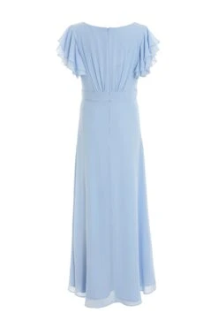Light Blue Chiffon Frill Sleeve Maxi Dress -Dazzle Dresses 00100036350 ZB