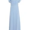 Light Blue Chiffon Frill Sleeve Maxi Dress