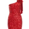 Red Sequin Bow Bodycon Mini Dress