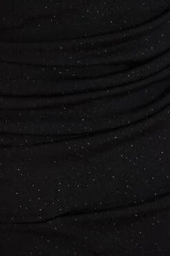 Black Bardot Glitter Ruched Bodycon Mini Dress -Dazzle Dresses 00100036425 ZS