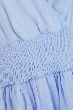 Blue Chiffon Tiered Midi Dress -Dazzle Dresses 00100036433 ZS