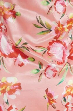 Coral Floral Satin Maxi Dress -Dazzle Dresses 00100036436 ZS