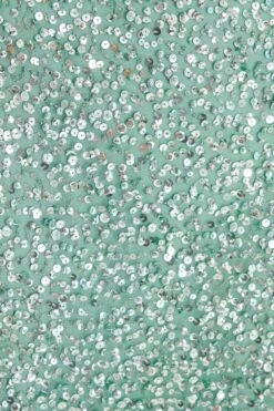 Green Sequin Halter Neck Fishtail Maxi Dress -Dazzle Dresses 00100036446 ZS