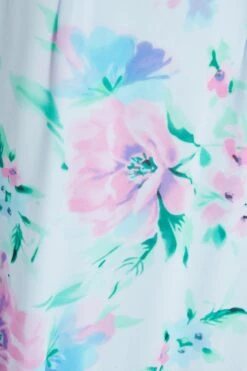 Light Blue Chiffon Floral Midaxi Dress -Dazzle Dresses 00100036504 ZS