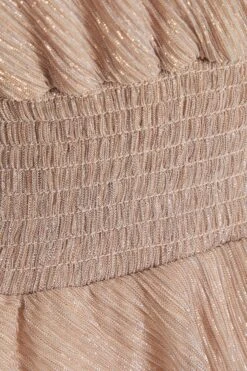 Champagne Chiffon Glitter Tiered Midi Dress -Dazzle Dresses 00100036518 ZS