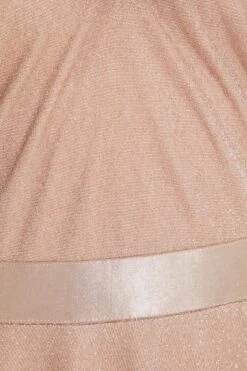 Champagne Bardot Glitter Maxi Dress -Dazzle Dresses 00100036519 ZS