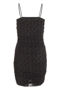 Black Polka Dot Bodycon Mini Dress -Dazzle Dresses 00100036559 ZB