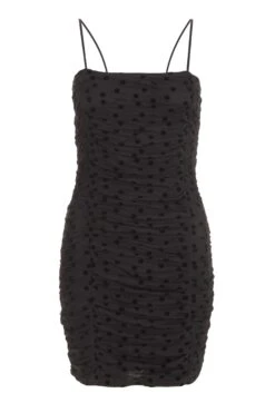 Black Polka Dot Bodycon Mini Dress