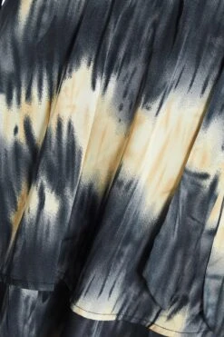 Champagne Satin Marble Print Wrap Mini Dress -Dazzle Dresses 00100036592 ZS