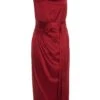 Berry Satin One Shoulder Midi Dress