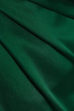 Bottle Green Satin One Shoulder Midi Dress -Dazzle Dresses 00100036595 ZS