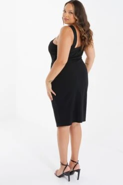 Curve Black Wrap Diamante Midi Dress -Dazzle Dresses 00100036596 XB