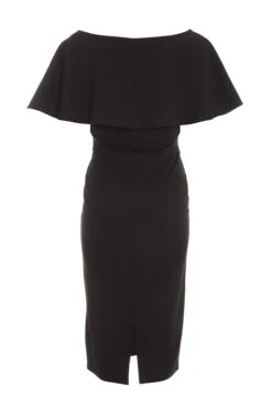 Black Angel Sleeve Wrap Midi Dress -Dazzle Dresses 00100036619 ZB