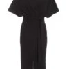 Black Angel Sleeve Wrap Midi Dress