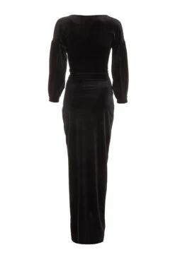 Black Velvet Wrap Maxi Dress -Dazzle Dresses 00100036630 ZB
