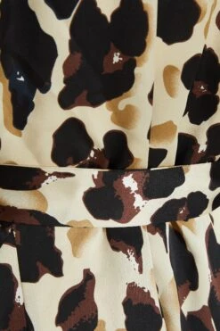 Stone Animal Print Satin Shirt Dress -Dazzle Dresses 00100036636 ZS