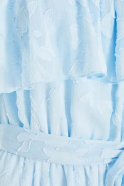 Light Blue Floral Jacquard Tiered Midi Dress -Dazzle Dresses 00100036640 ZS