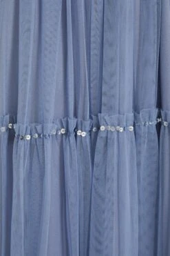 Blue Sequin Tulle Midi Dress -Dazzle Dresses 00100036641 ZS
