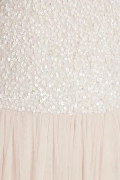 Champagne Sequin One Shoulder Maxi Dress -Dazzle Dresses 00100036643 ZS