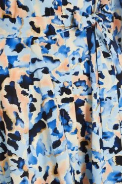 Blue Smudge Print Mini Shirt Dress -Dazzle Dresses 00100036686 ZS