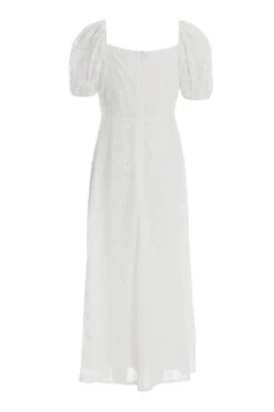 White Chiffon Floral Embroidered Midi Dress -Dazzle Dresses 00100036690 ZB