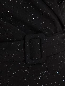 Black Glitter Tuxedo Mini Dress -Dazzle Dresses 00100036703 ZS