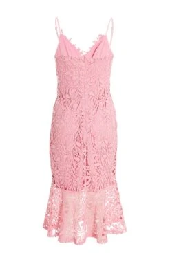 Pink Lace Fishtail Midi Dress -Dazzle Dresses 00100036732 ZB