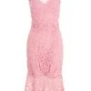 Pink Lace Fishtail Midi Dress