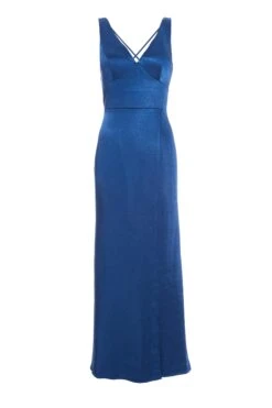 Navy Satin Maxi Dress