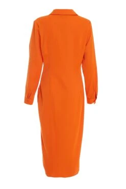 Orange Shirt Midi Dress -Dazzle Dresses 00100036821 ZB