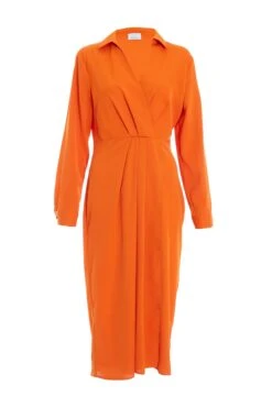 Orange Shirt Midi Dress