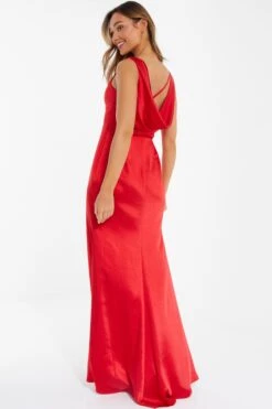 Red Satin Maxi Dress -Dazzle Dresses 00100036826 XB