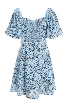 Blue Animal Print Skater Dress -Dazzle Dresses 00100036863 ZB