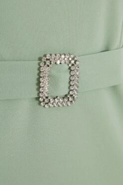 Sage Bardot Bodycon Midi Dress -Dazzle Dresses 00100036943 ZS