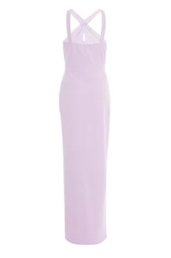 Lilac Halter Neck Diamante Maxi Dress -Dazzle Dresses 00100036944 ZB