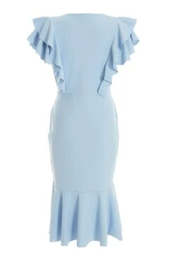 Light Blue Buckle Frill Midi Dress -Dazzle Dresses 00100036956 ZB