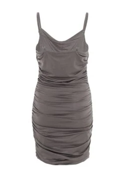 Grey Ruched Bodycon Mini Dress -Dazzle Dresses 00100036990 ZB