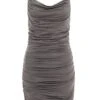 Grey Ruched Bodycon Mini Dress
