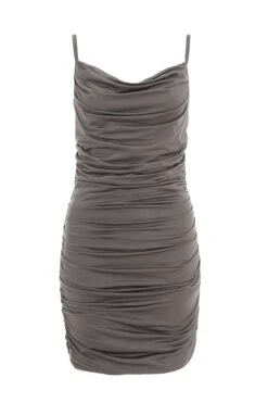 Grey Ruched Bodycon Mini Dress