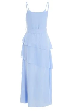 Blue Chiffon Frill Midiaxi Dress -Dazzle Dresses 00100037042 ZB