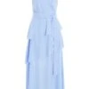 Blue Chiffon Frill Midiaxi Dress
