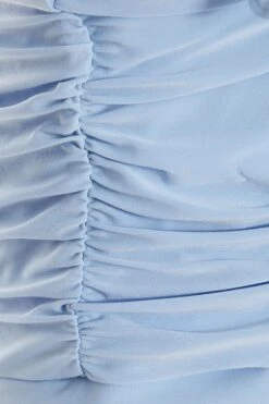 Blue Tie Front Ruched Bodycon Mini Dress -Dazzle Dresses 00100037044 ZS