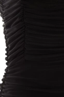 Black Tie Front Ruched Bodycon Mini Dress -Dazzle Dresses 00100037045 ZS